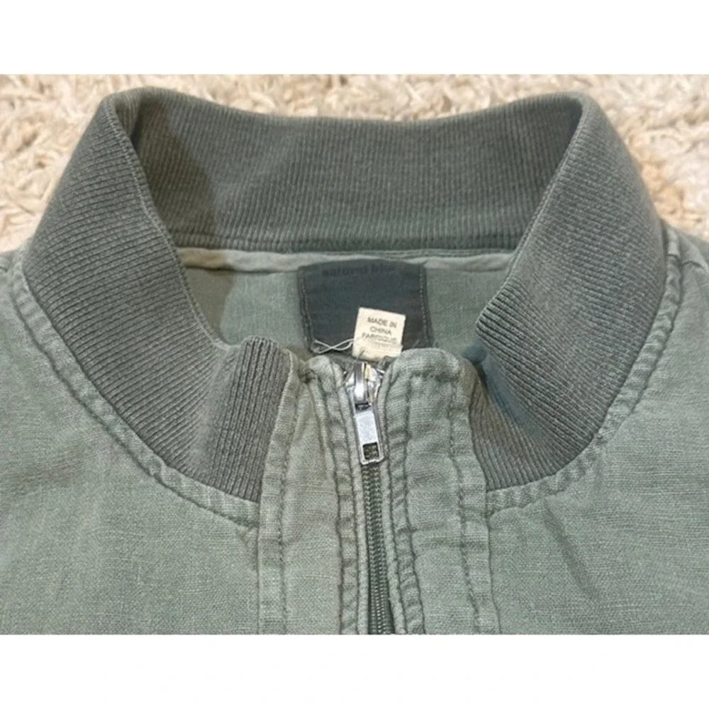 Natural Blue by Visitor Linen Bomber Jacket XXL‎ Sage Green Zip Up Lightweight